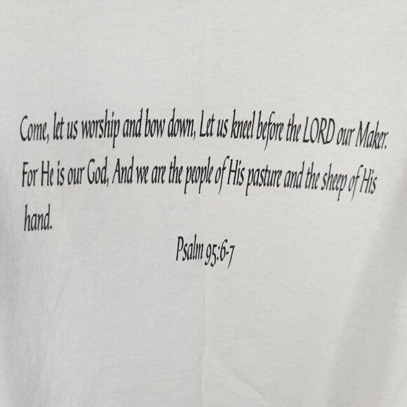 Vintage Christian T Shirt Mens Size Medium White Bible Verse Jesus Tee Running - Picture 5 of 8